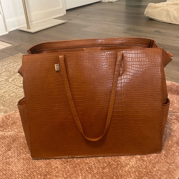 BEIS Handbags - BEIS Large Work Tote in Camel Croc
